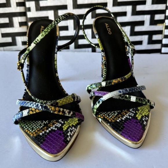 ALDO Multicolor Snake Skin Heels - Picture 4 of 9